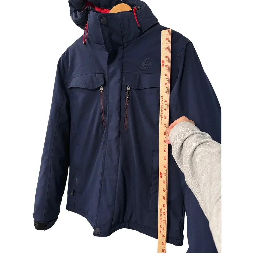 Gerry M Nimbus Tech Snowboard Jacket $199 Detachable Hood Puffer Ski Coat Blue